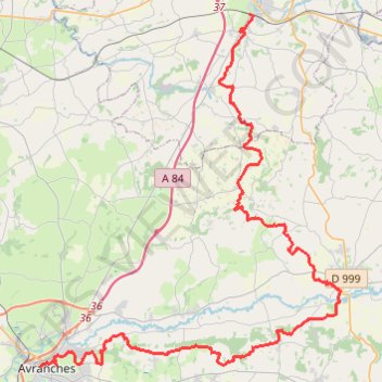 Itinéraire Les belvédères du Mont-Saint-Michel : d'Avranche à Villedieu, distance, dénivelé, altitude, carte, profil, trace GPS