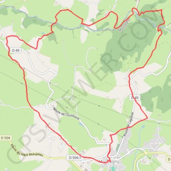 Itinéraire Montagny (42), distance, dénivelé, altitude, carte, profil, trace GPS