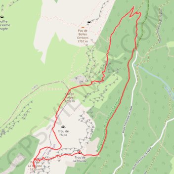 Itinéraire Le trou de la rousse, distance, dénivelé, altitude, carte, profil, trace GPS