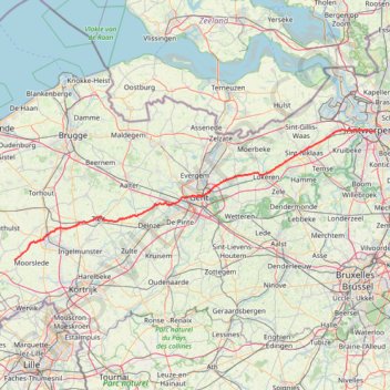 Itinéraire Antwerpen - Passendale, distance, dénivelé, altitude, carte, profil, trace GPS