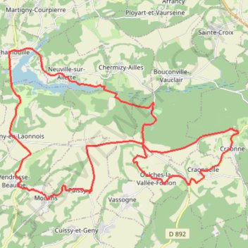 Itinéraire Par le Chemin des Dames, distance, dénivelé, altitude, carte, profil, trace GPS