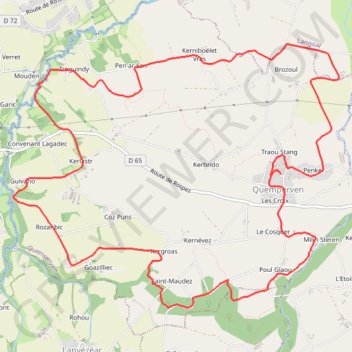 Itinéraire Quemperven, distance, dénivelé, altitude, carte, profil, trace GPS