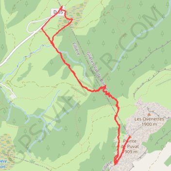 Itinéraire Col de l'Ovine - Pointe de Puvat, distance, dénivelé, altitude, carte, profil, trace GPS