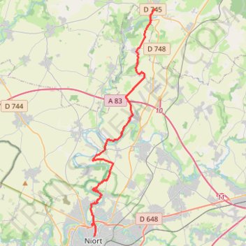 Itinéraire Niort / Champdeniers, distance, dénivelé, altitude, carte, profil, trace GPS