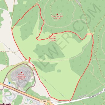 Itinéraire Puy des Gouttes, distance, dénivelé, altitude, carte, profil, trace GPS