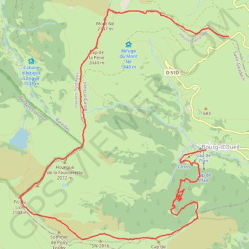 Itinéraire Pic du Lion - Mont Né, distance, dénivelé, altitude, carte, profil, trace GPS