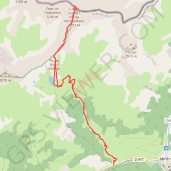 Itinéraire Pic du Grand Glayza, distance, dénivelé, altitude, carte, profil, trace GPS
