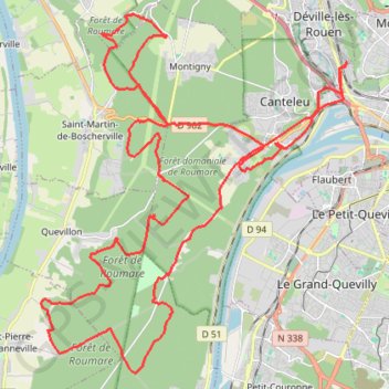 Itinéraire En forêt de Roumare, distance, dénivelé, altitude, carte, profil, trace GPS