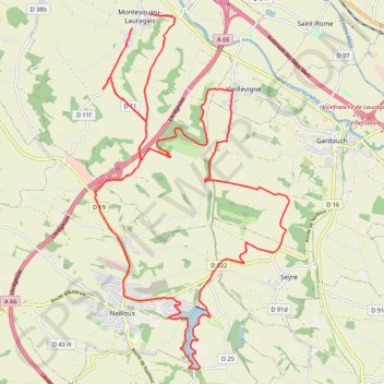 Itinéraire Montesquieu Lauragais, distance, dénivelé, altitude, carte, profil, trace GPS