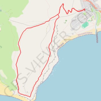 Itinéraire Isl_06_Vik, distance, dénivelé, altitude, carte, profil, trace GPS