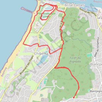 Itinéraire Chiberta - Lizadia, distance, dénivelé, altitude, carte, profil, trace GPS