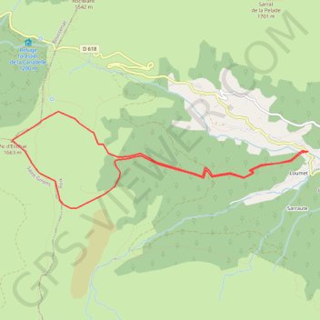 Itinéraire Pic Estibat par Prat Communal, distance, dénivelé, altitude, carte, profil, trace GPS