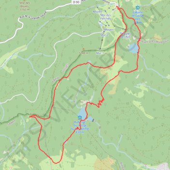 Itinéraire Rouge Gazon, Neuweiher, Lac des Perches, distance, dénivelé, altitude, carte, profil, trace GPS