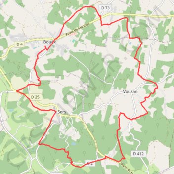 Itinéraire Bouex 21 kms, distance, dénivelé, altitude, carte, profil, trace GPS