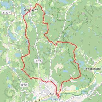 Itinéraire les 1000 étangs côté sud, distance, dénivelé, altitude, carte, profil, trace GPS