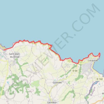 Itinéraire Tour du Trégor morlaisien GR380 - GR34D: Locquirec - Plougasnou, distance, dénivelé, altitude, carte, profil, trace GPS