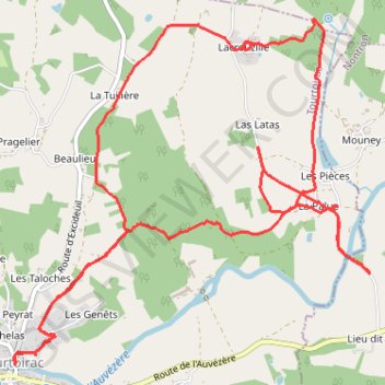 Itinéraire Tourtoirac (boucle de la fontaine de Ladoux), distance, dénivelé, altitude, carte, profil, trace GPS