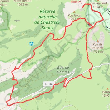 Itinéraire Puy du Sancy - Charreire - Fontaine Salée - Puy du Sancy, distance, dénivelé, altitude, carte, profil, trace GPS