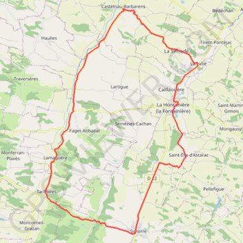 Itinéraire Saramon, distance, dénivelé, altitude, carte, profil, trace GPS