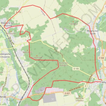 Itinéraire Milly la Foret Nord Ouest, distance, dénivelé, altitude, carte, profil, trace GPS