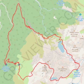 Itinéraire Boucle Refuge de la Pra, distance, dénivelé, altitude, carte, profil, trace GPS