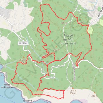 Itinéraire Parcours Trail au Cap Sicié, distance, dénivelé, altitude, carte, profil, trace GPS