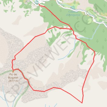 Itinéraire Pic de Bugatet depuis le lacet des Myrtilles, distance, dénivelé, altitude, carte, profil, trace GPS