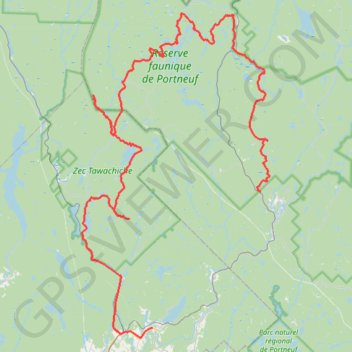 Itinéraire Zec Tawachiche vers Rivière-à-Pierre via routes secondaires, distance, dénivelé, altitude, carte, profil, trace GPS
