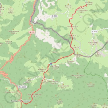 Itinéraire Orisson Roncevaux, distance, dénivelé, altitude, carte, profil, trace GPS