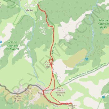 Itinéraire Roc Colom, distance, dénivelé, altitude, carte, profil, trace GPS