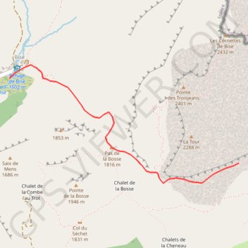 Itinéraire Cornettes de Bise, distance, dénivelé, altitude, carte, profil, trace GPS