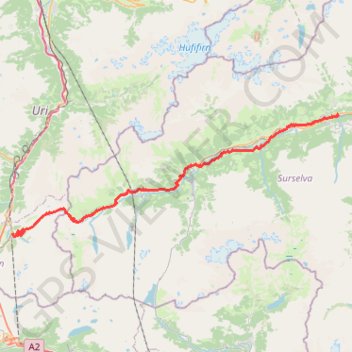 Itinéraire 1: Andermatt – Breil/Brigels (Developed with signs), distance, dénivelé, altitude, carte, profil, trace GPS