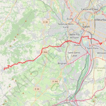 Itinéraire 1 Rue Simone Veil to 69850 Saint-Martin-en-Haut, distance, dénivelé, altitude, carte, profil, trace GPS
