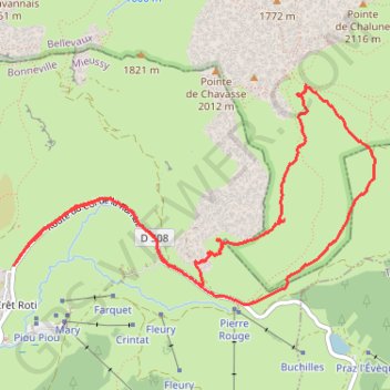 Itinéraire Pierre Rouge, distance, dénivelé, altitude, carte, profil, trace GPS