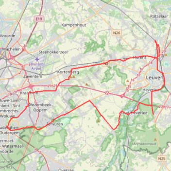 Itinéraire leuven, distance, dénivelé, altitude, carte, profil, trace GPS