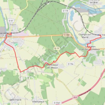 Itinéraire Montceaux-lès-Meaux, distance, dénivelé, altitude, carte, profil, trace GPS