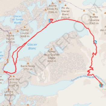 Itinéraire Dôme des Écrins depuis le Pré de Madame Carle (Écrins), distance, dénivelé, altitude, carte, profil, trace GPS