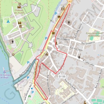 Itinéraire Visite de ville de Blaye, distance, dénivelé, altitude, carte, profil, trace GPS