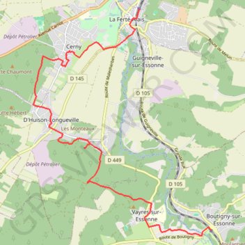 Itinéraire De La Ferté-Alais à Boutigny par les bois Charron et de Miséry, distance, dénivelé, altitude, carte, profil, trace GPS