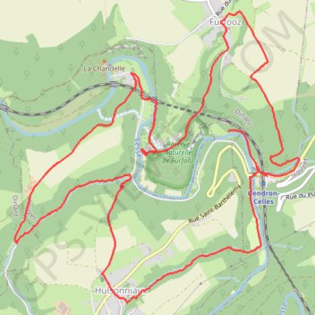 Itinéraire Boucle autour de la Lesse depuis Gendron-Celles, distance, dénivelé, altitude, carte, profil, trace GPS