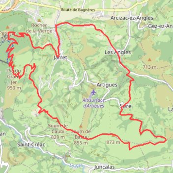 Itinéraire Pic du Jer - Soum de Basta, distance, dénivelé, altitude, carte, profil, trace GPS
