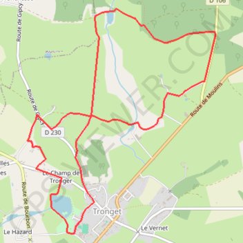 Itinéraire Circuit de Tronget, distance, dénivelé, altitude, carte, profil, trace GPS