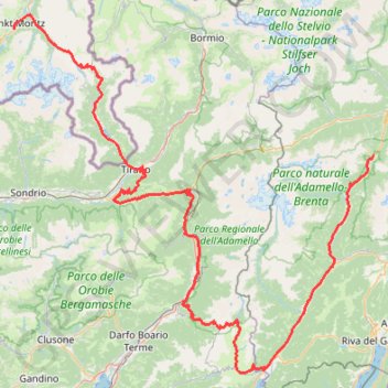 Itinéraire Track-E5. ST MORITZ, distance, dénivelé, altitude, carte, profil, trace GPS