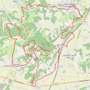 Itinéraire Rando des Collines Saint-Georgoises, distance, dénivelé, altitude, carte, profil, trace GPS