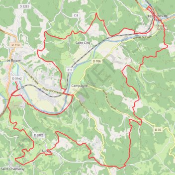 Itinéraire Rando d'Albuga - Le Bugue, distance, dénivelé, altitude, carte, profil, trace GPS