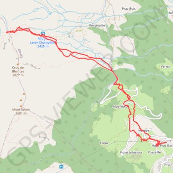 Itinéraire Col Champillon, distance, dénivelé, altitude, carte, profil, trace GPS