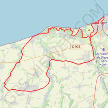 Itinéraire Dieppe boucle du lin, distance, dénivelé, altitude, carte, profil, trace GPS