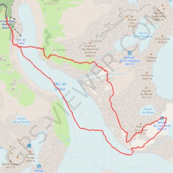 Itinéraire Balcons de la Mer de Glace, distance, dénivelé, altitude, carte, profil, trace GPS