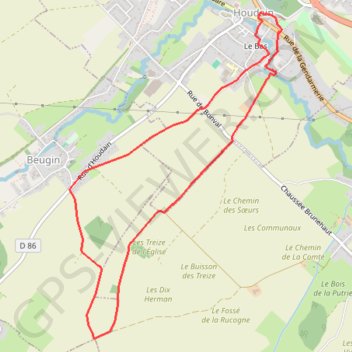 Itinéraire Les Châtaignes d'Houdain, distance, dénivelé, altitude, carte, profil, trace GPS