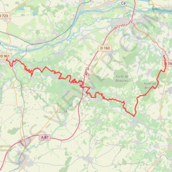 Itinéraire Brissac - Chalonnes, distance, dénivelé, altitude, carte, profil, trace GPS